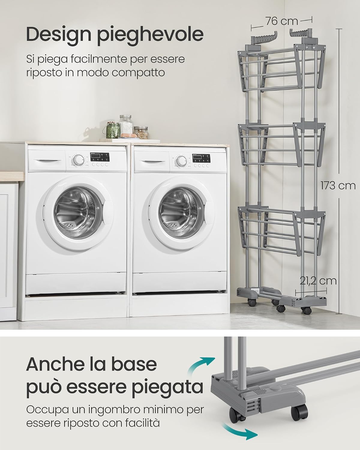 Detalle 2 de SONGMICS Stendibiancheria 4 livelli 41 kg