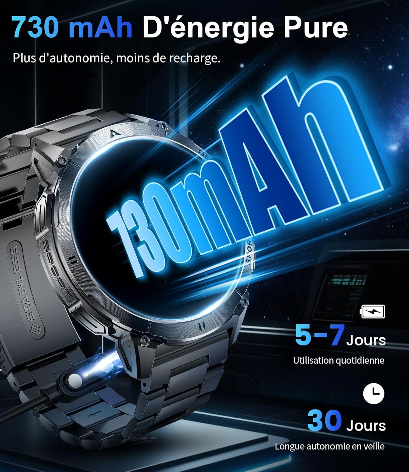 Thumbnail 2 de FITFLEX Montre Connectée Homme: 1,62" AMOLED, design militaire et autonomie remarquable