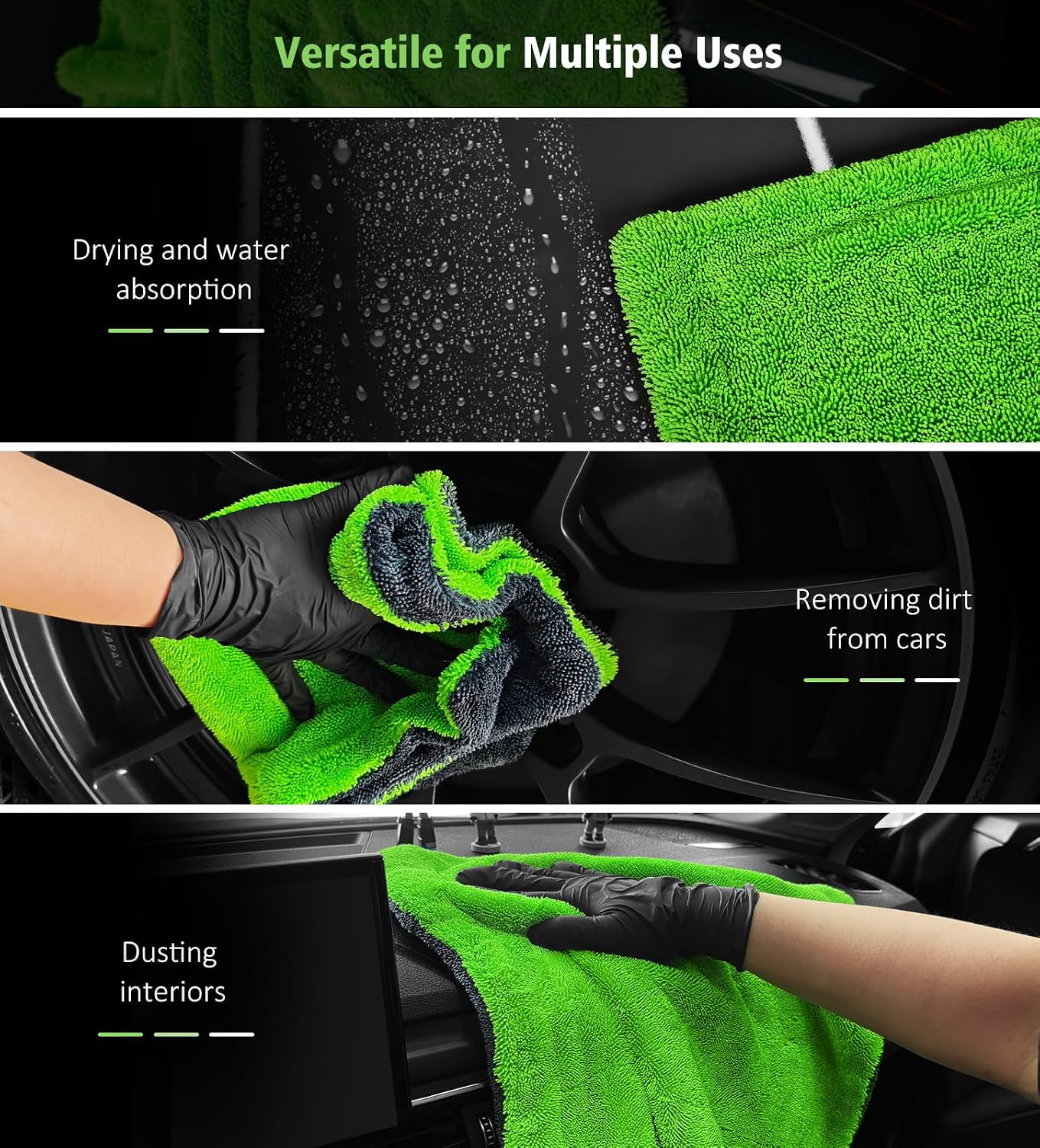 Thumbnail 6 de YeewayVeh YW-P00170 3-Piece Microfibre Car Drying Towel Set, 1400 GSM