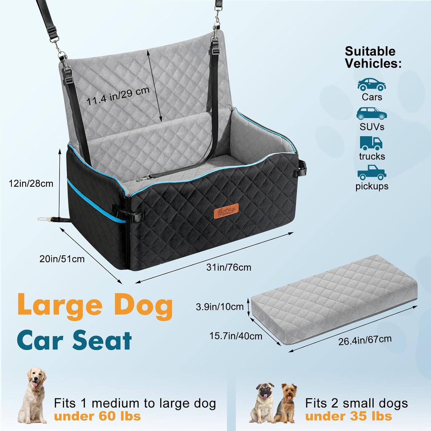 Detalle 2 de Tivray Large Dog Car Seat 60 lb