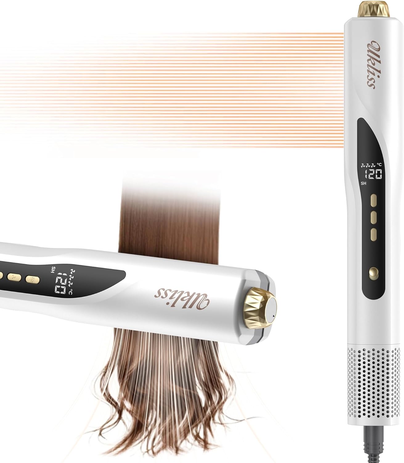 UKLISS Sèche-Cheveux Lisseur 3 en 1 – Pro Lisseur à Air Ionique et Plasma Coiffage Mouillé à Sec