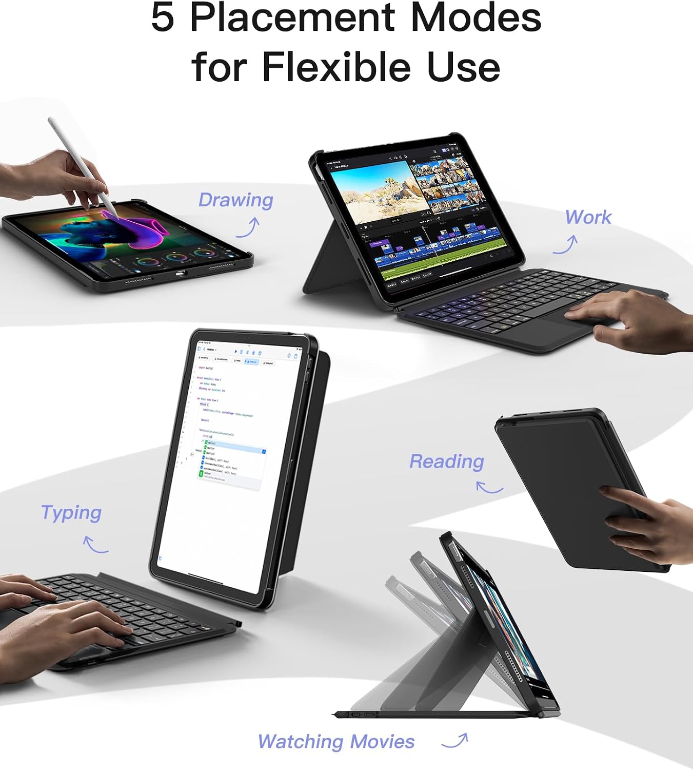 Detalle de Inateck Detachable Keyboard Case for iPad Air 11 inch (M4 2026/M3 2025/M2 2024) with Trackpad