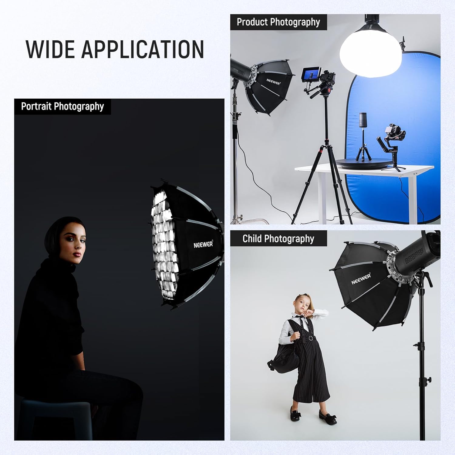 Thumbnail 6 de NEEWER 22"/55cm Octagonal Softbox with Quick Release Bowens Mount and Honeycomb Grid (NS22P)