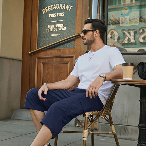 Thumbnail 2 de KEFITEVD Men's Long Cargo Shorts: Elastic Waist, 15" Inseam for Everyday Outdoor Use