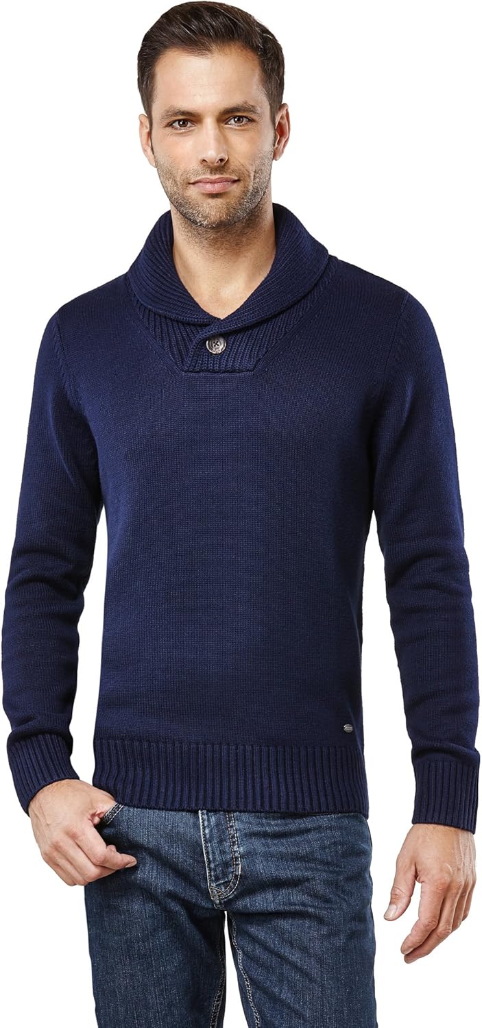 Thumbnail 5 de Maglione pullover elegante da uomo Vincenzo Boretti, collo sciallato a costine slim