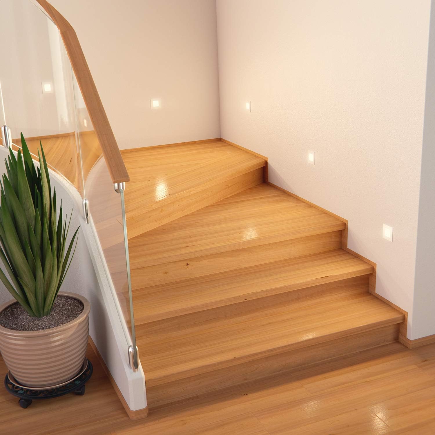 Detalle 2 de ledscom.de LED Treppenlicht 12er Set 85 x 85 mm