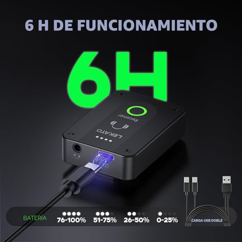 Detalle de LEKATO MS-02: Monitores In-Ear Inalámbricos 2,4G con Transmisor y Receptor