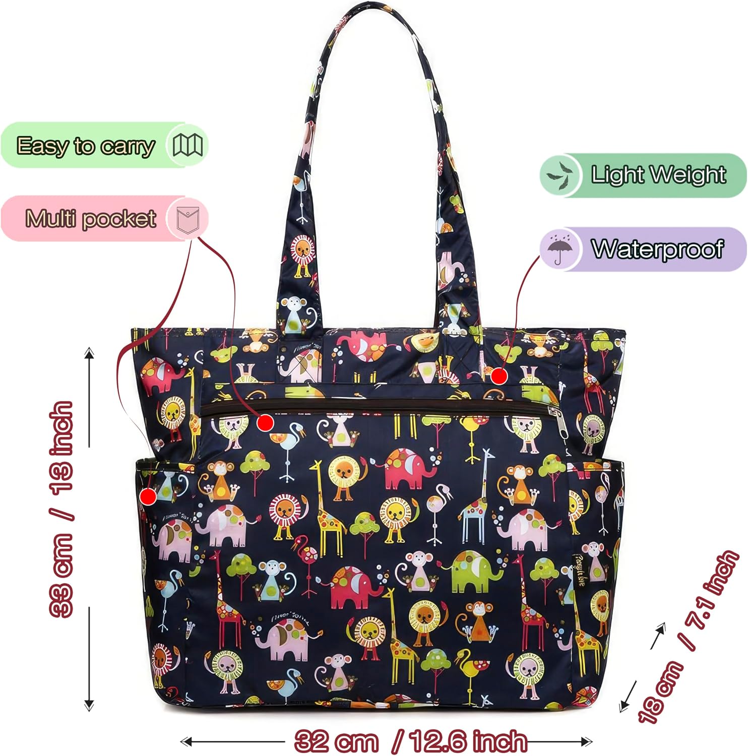 Detalle 2 de Floral Water-Resistant Large Tote: Everyday Utility for Work, School and Travel