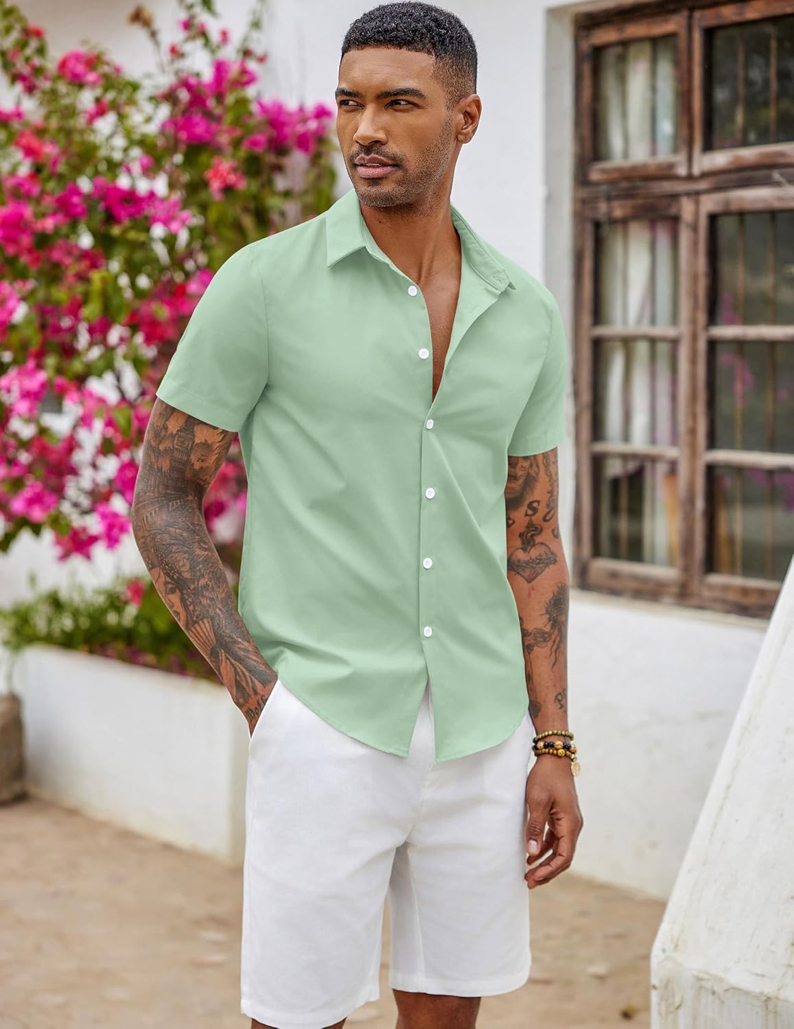 Thumbnail 1 de Chemise COOFANDY à Manches Courtes pour Homme – Coupe ajustée, sans repassage, style été