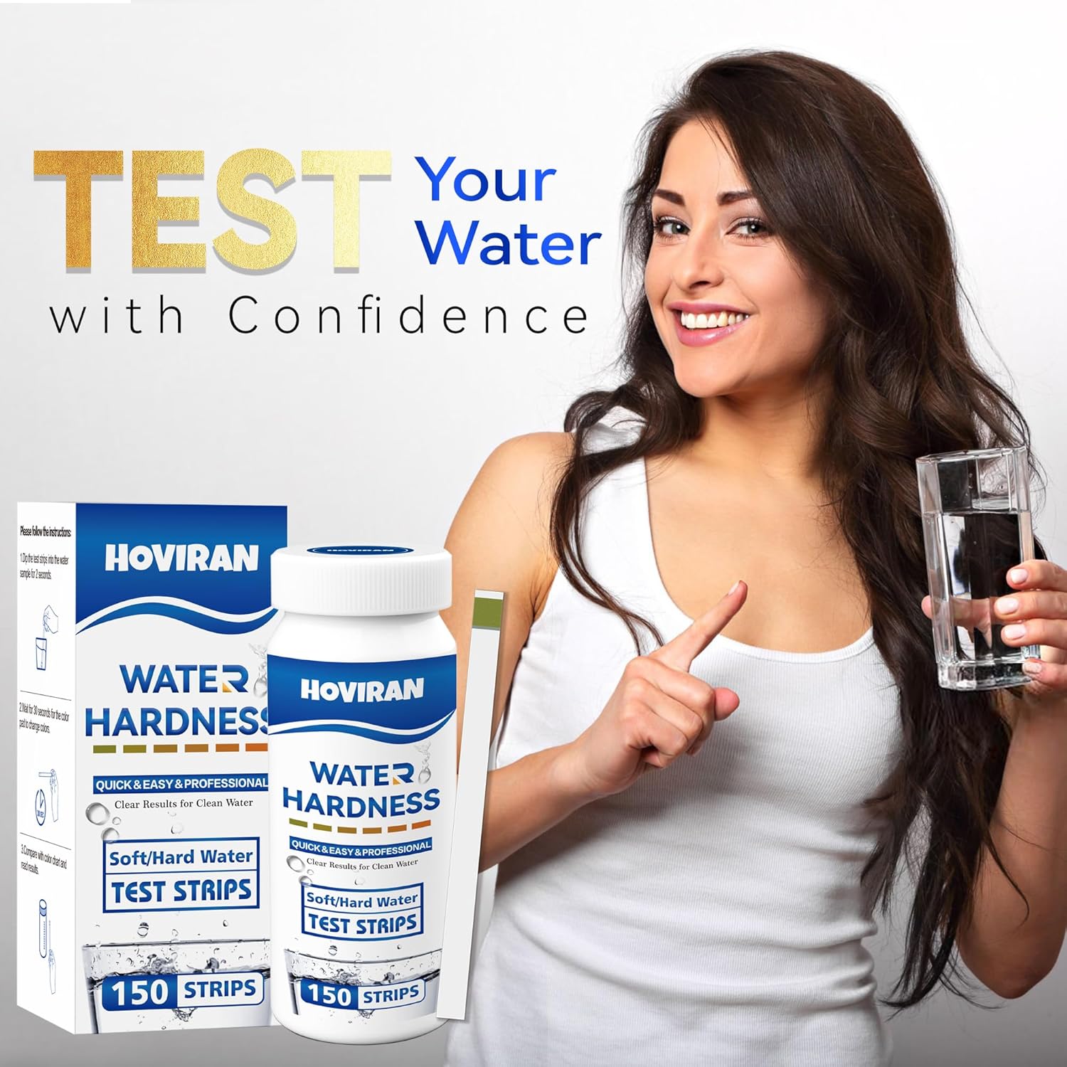 Detalle 2 de Wasserhärte Teststreifen Testkit – 150 Stück, GH 0–425 ppm, für Zuhause, Aquarium, Pool und Spa