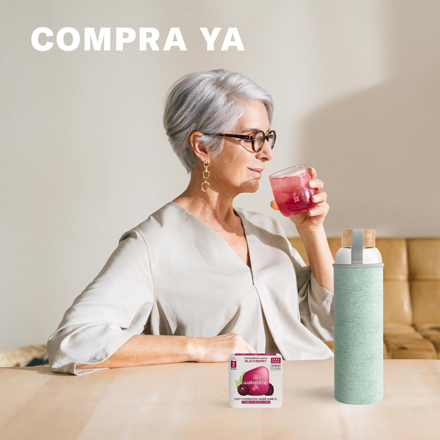 Thumbnail 7 de waterdrop® Botella de Vidrio 600ml + Cubos Saborizados
