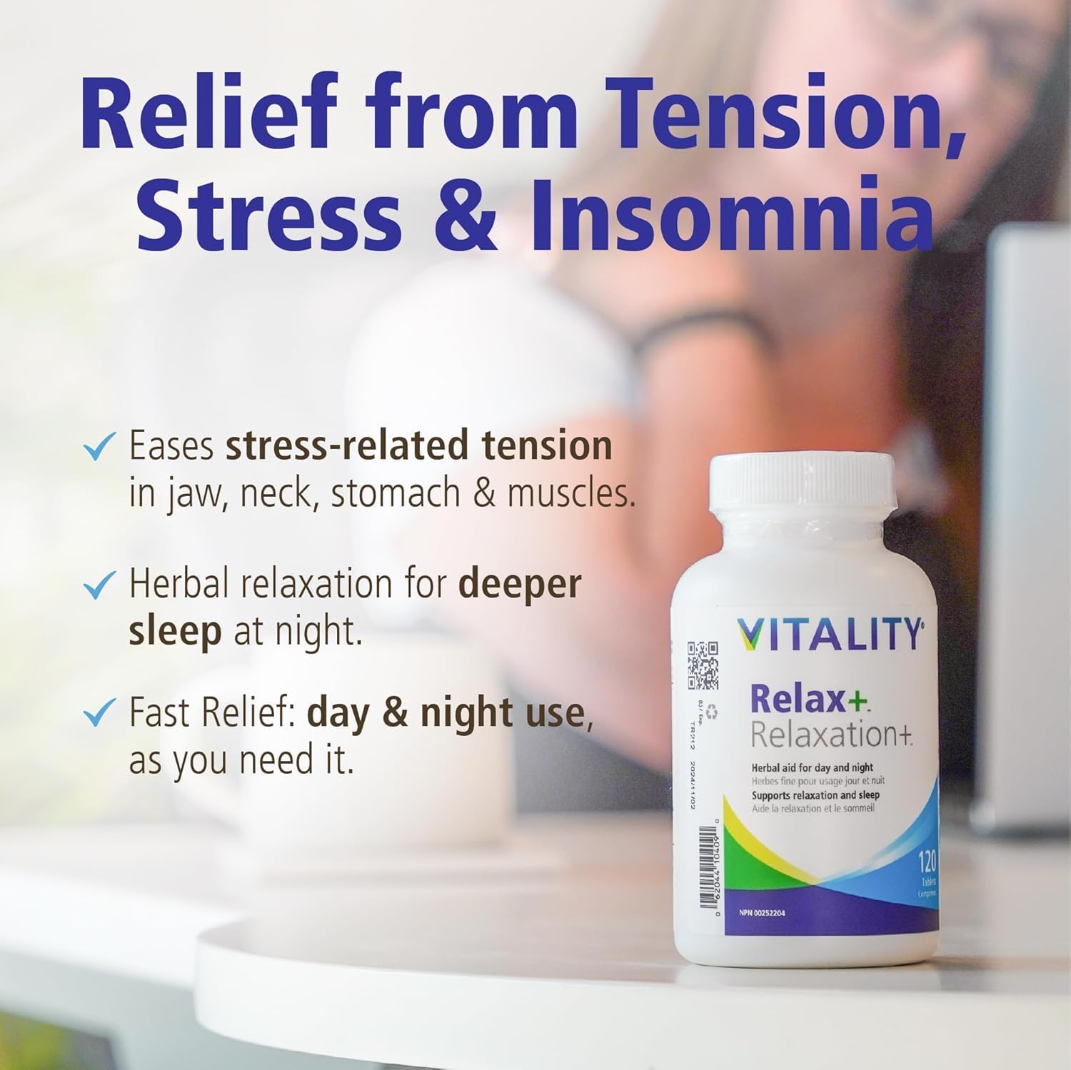 Detalle de VITALITY PURITY-951300 Relax+ Herbal Sleep Aid with Valerian
