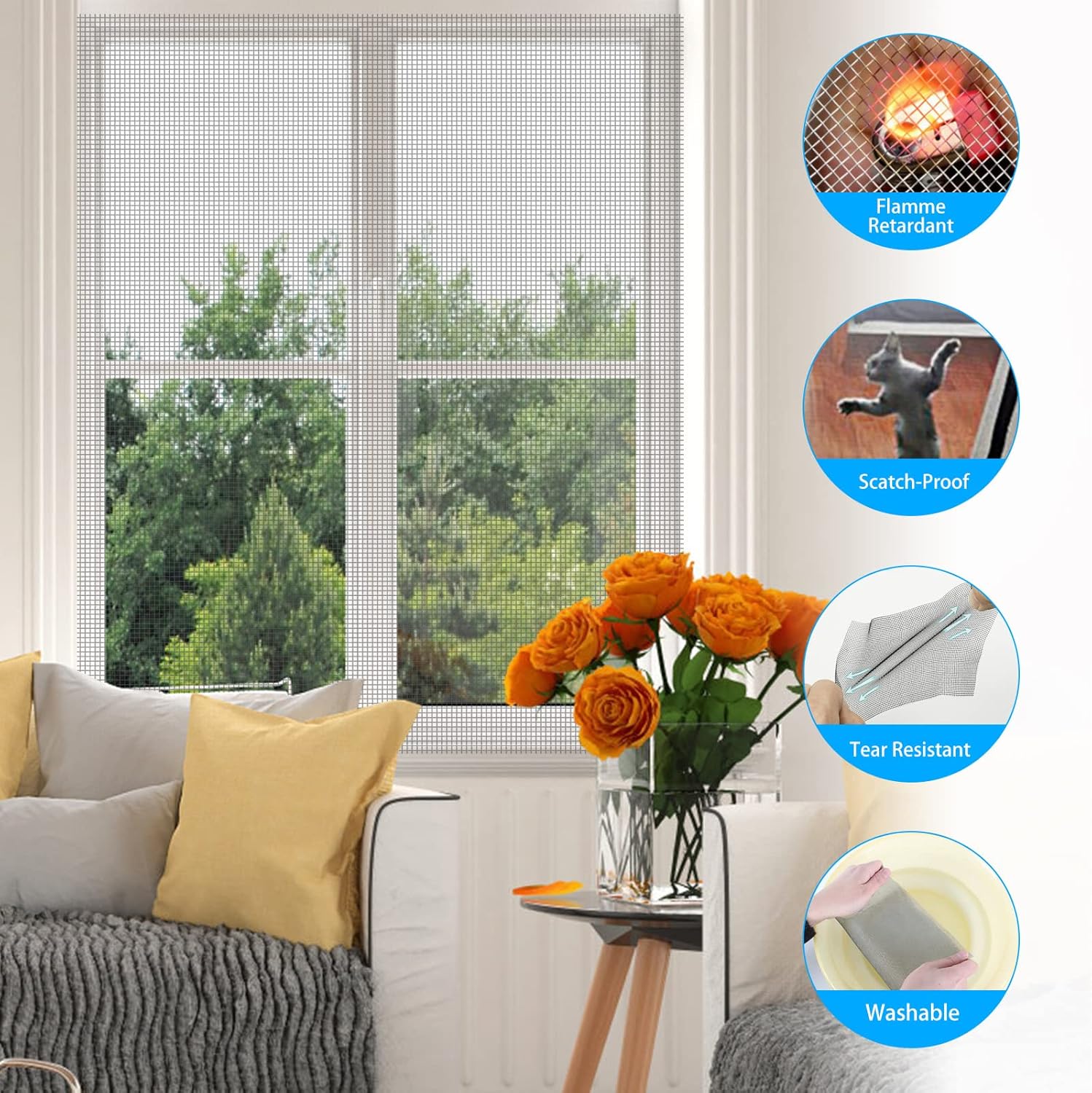 Detalle de Fillis Fly Screens Windows 150x300cm – Fibreglass Window Screen Mesh for Insects