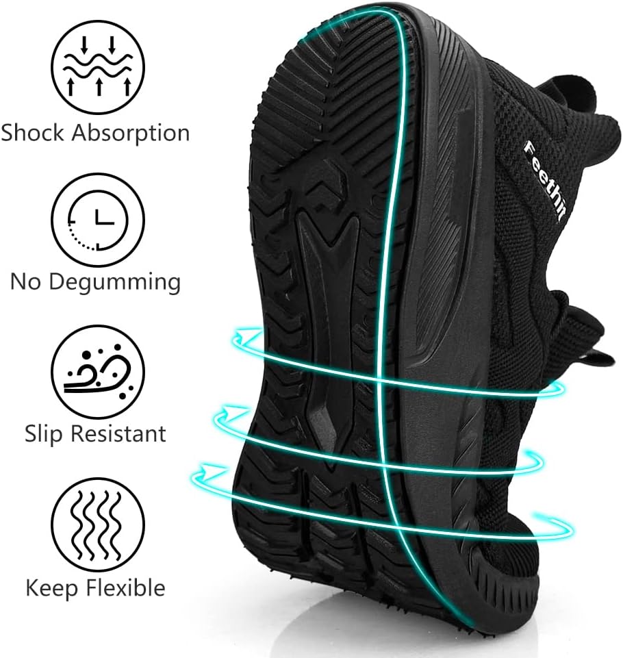 Detalle 2 de Feethit Mens Non Slip Walking Sneakers — Slip-On Athletic Shoes
