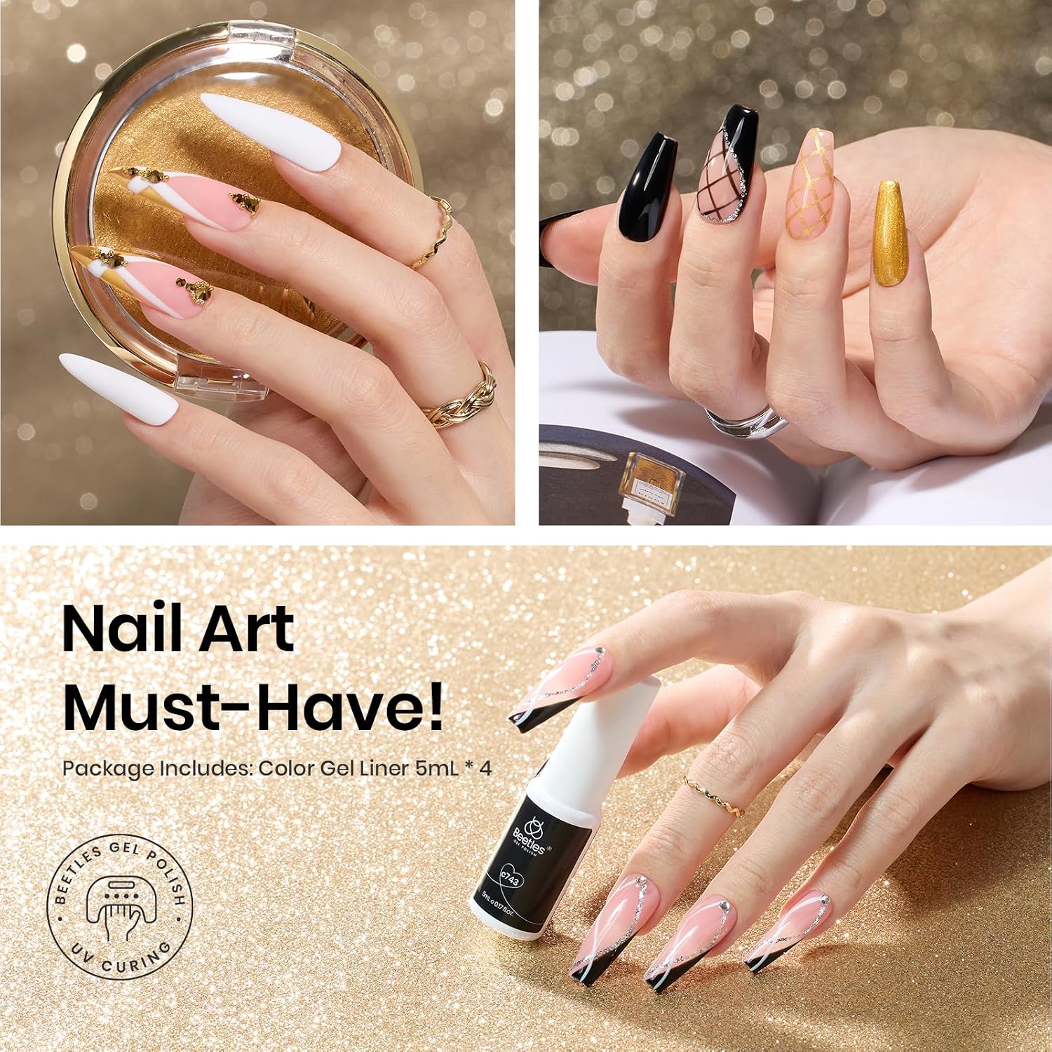 Detalle de Beetles Nail Art Gel Polish Set, 4-Piece