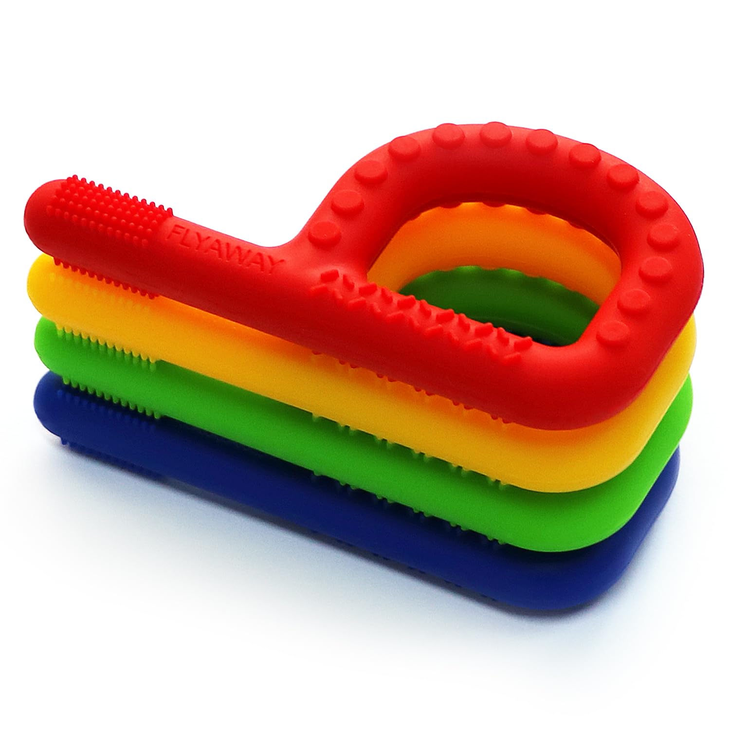 Flyaway Sensory Chew Toys, 4-Pack Silicone Teething Tubes with Textured Surfaces