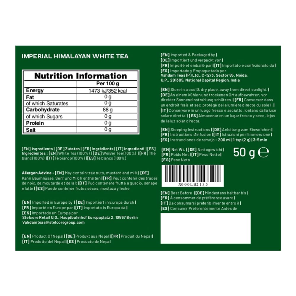 Thumbnail 1 de VAHDAM Himalaya Weißer Tee Lose Blätter (50 g) – Premium, 100% Reiner Weißer Tee