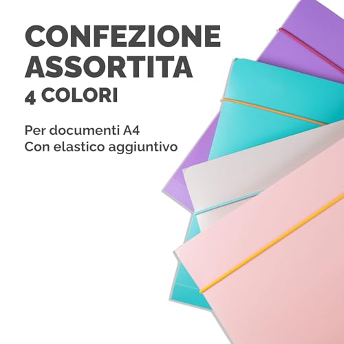 Thumbnail 1 de Fellowes Cartelline 3 Lembi ViceVersa – Confezione da 4, Assortite, con Elastico Aggiuntivo