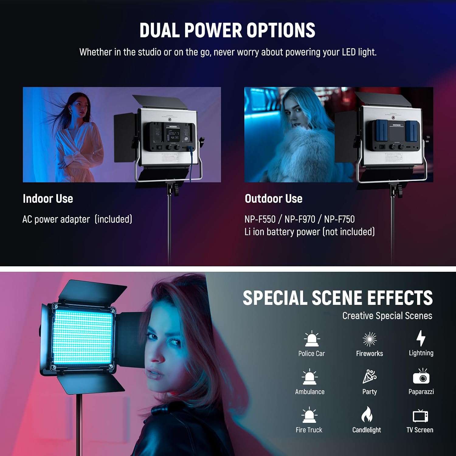 Thumbnail 6 de NEEWER RGB660 PRO II Upgraded RGB LED Studio Video Light Kit with Tripod Stand (50W, CRI97+, 3200–5600K, App Control)