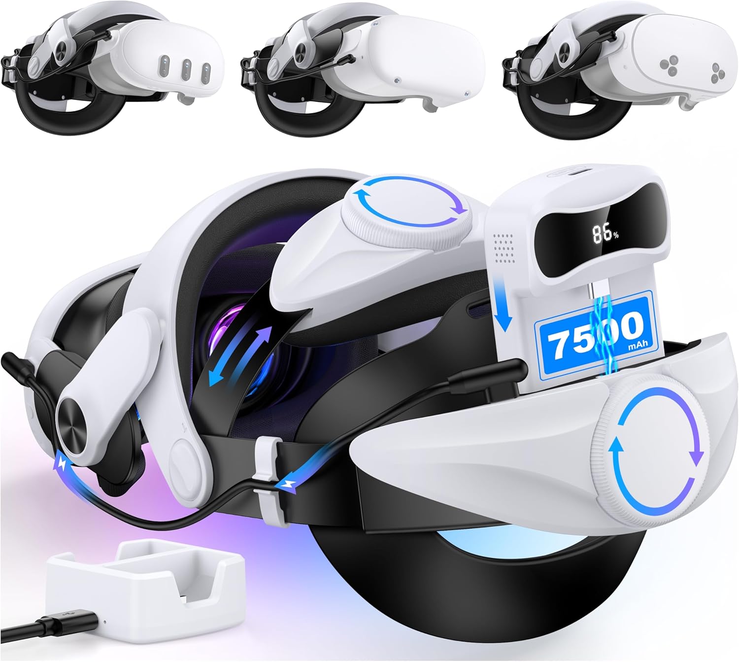 Meta Quest Enhanced Digital Power Head Strap 7500mAh