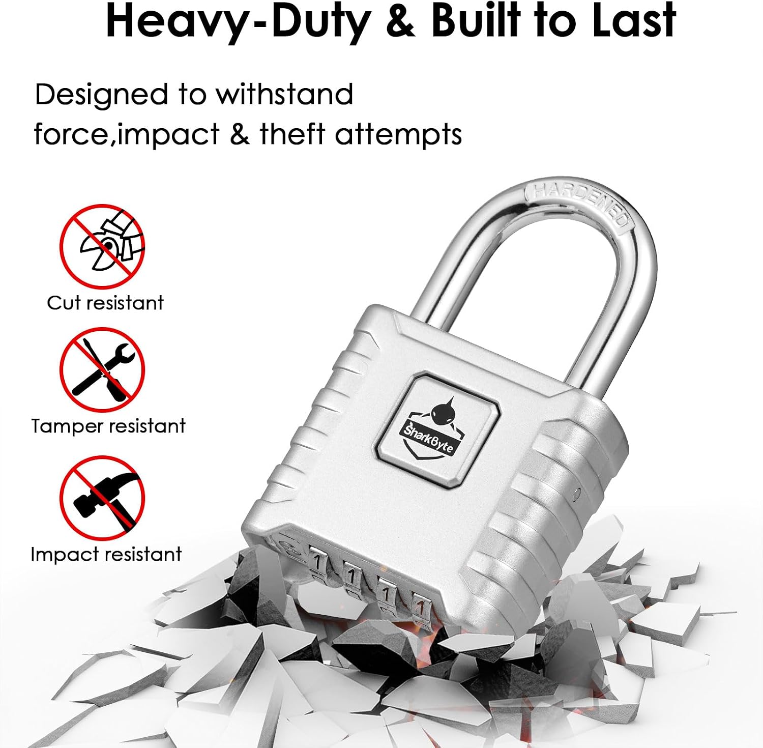 Detalle de SharkByte 2 Pack Heavy Duty Padlocks 52mm 4-Digit Weatherproof 🔒