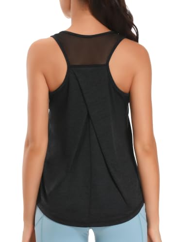 Detalle de Dawnrole Workout Tank Top for Women – Dark Grey, Sleeveless Gym, Yoga & Run