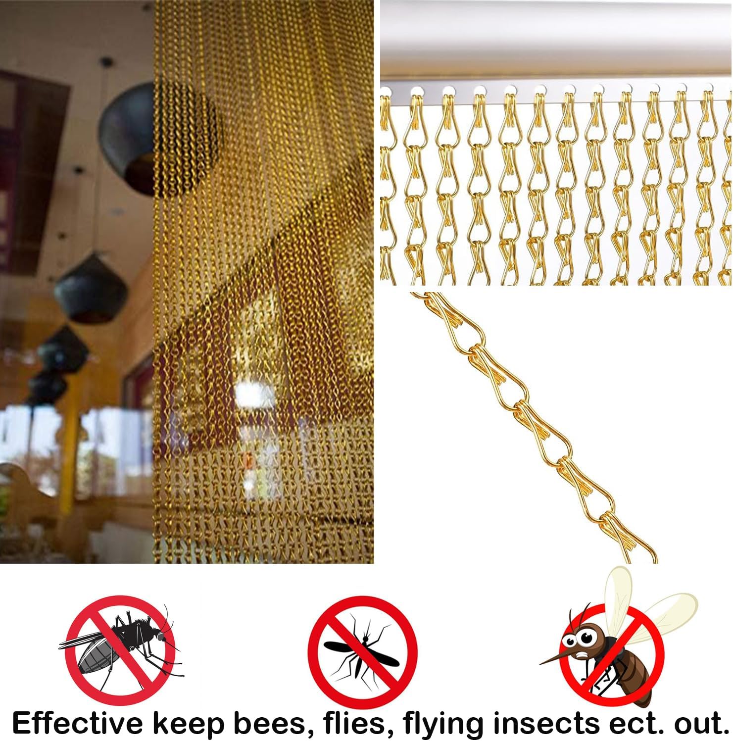 Detalle 2 de 90 x 200cm Aluminium Chain Curtain Roller Blind: Durable Insect Screen for Doors and Windows