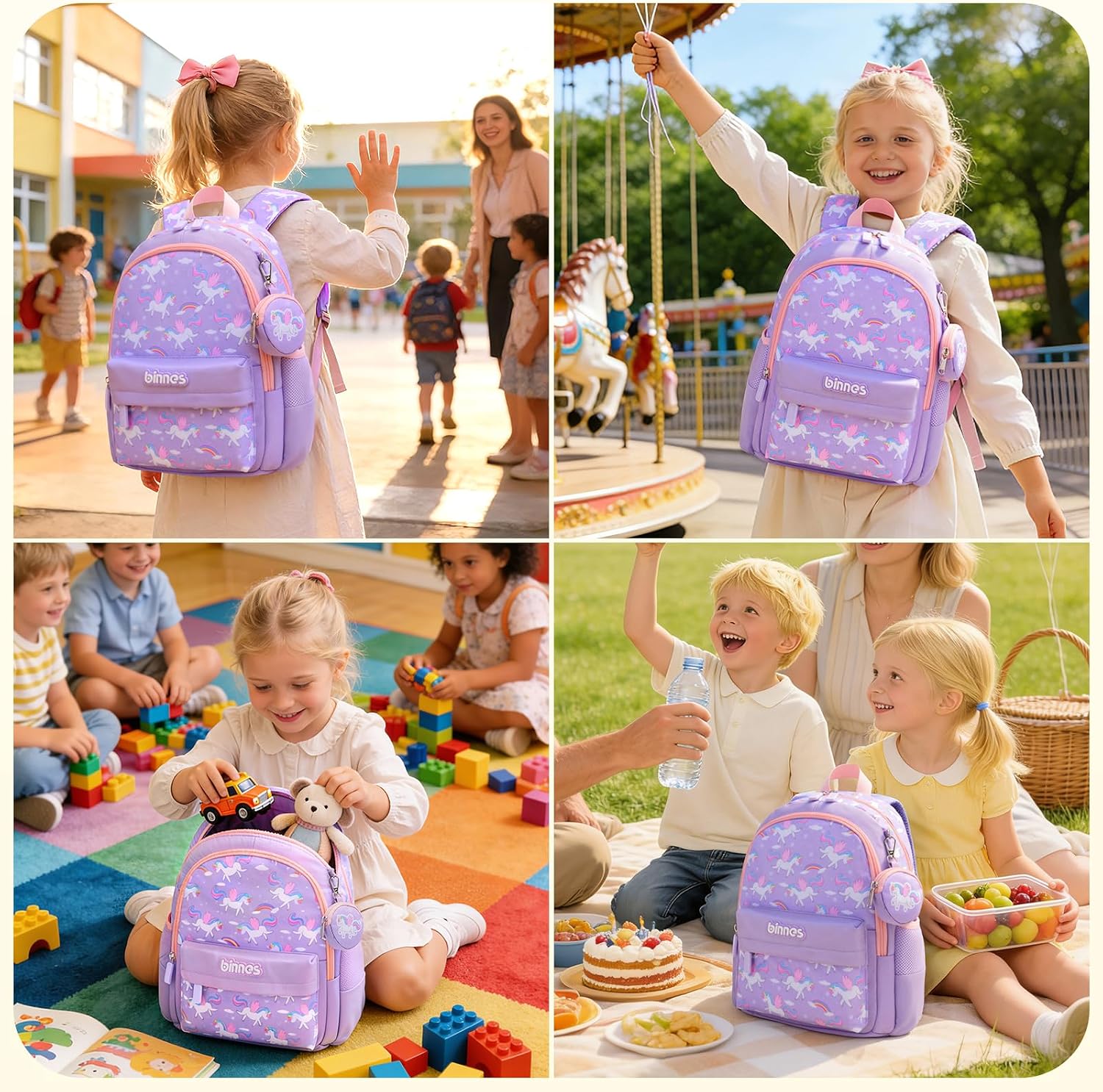 Detalle de SUN EIGHT Children's Backpack (3-6 Years) – Lightweight, Cute Animal Design for Preschool to Primary