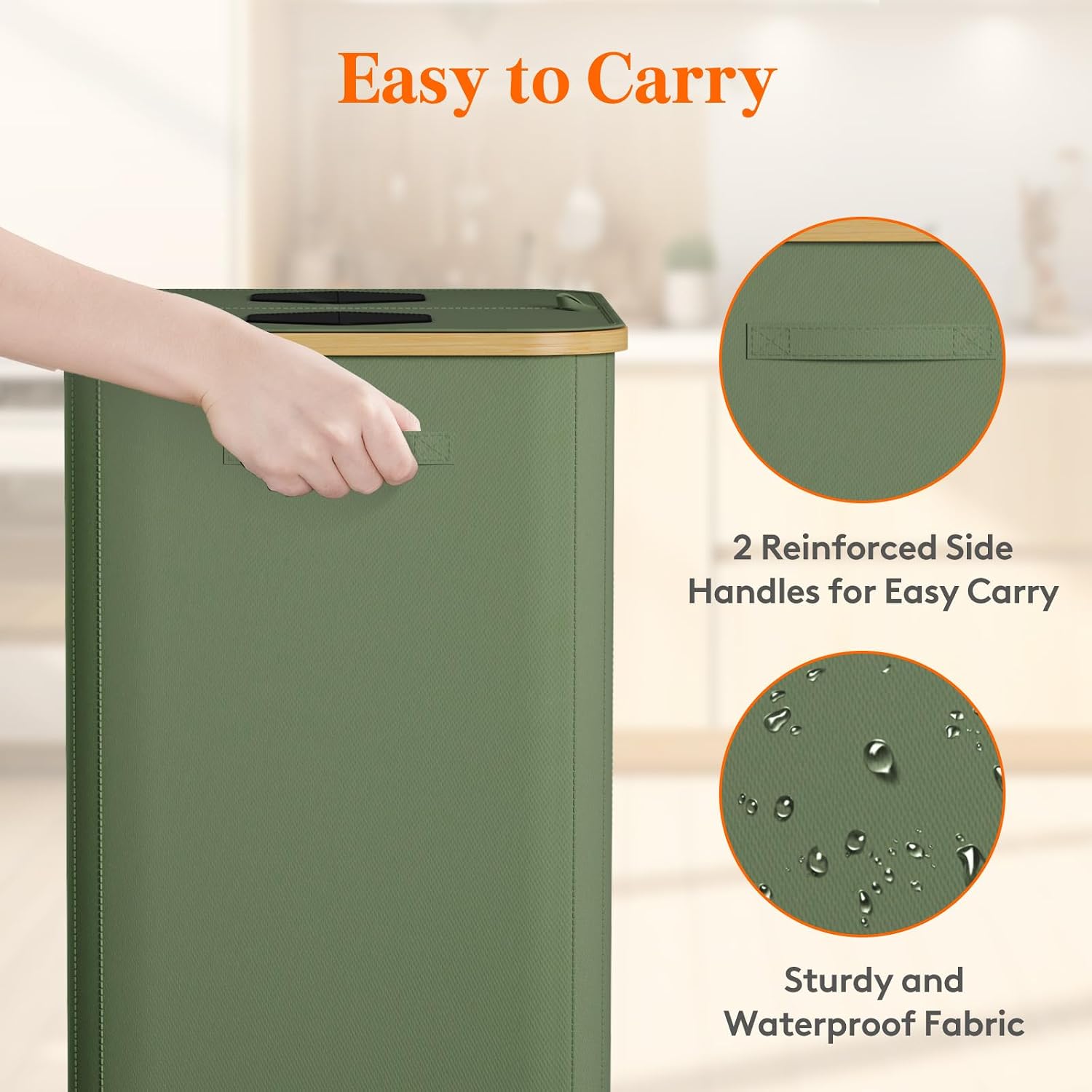 Thumbnail 6 de Lifewit 150L Bottle Collector with 2 Compartments, Lid and Green Polyester Fabric