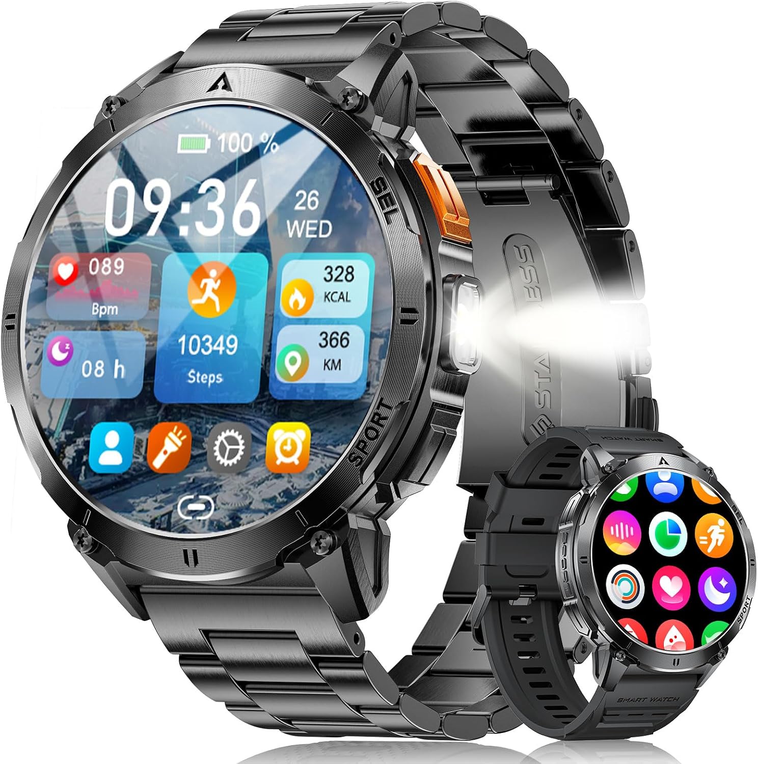Detalle de LIGE Military Smart Watch for Men with Bluetooth Call