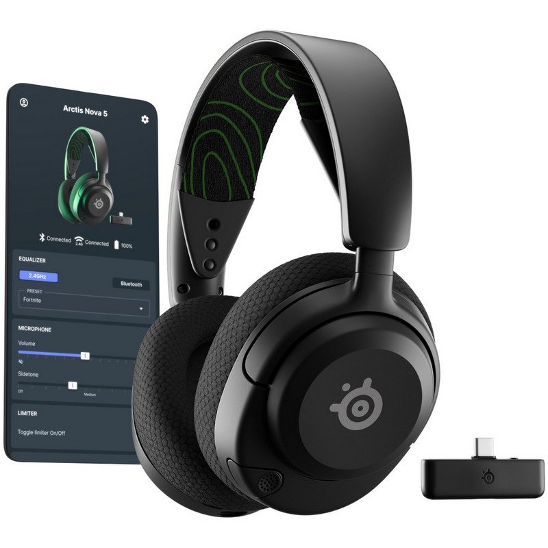 Detalle de SteelSeries Arctis Nova 5X inalámbricos gaming diseñados para Xbox (negros)