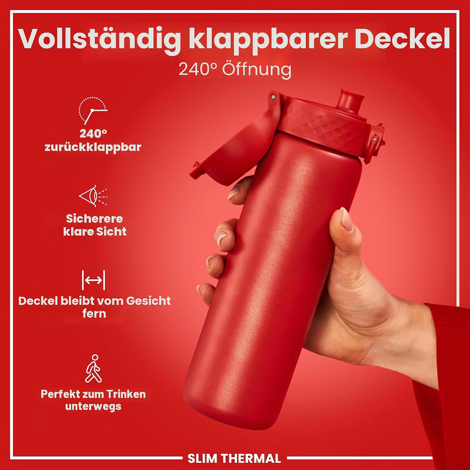 Thumbnail 3 de ION8 Vakuumisolierte Edelstahl-Trinkflasche 500 ml – Auslaufsicher, Einhandöffnung, Spülmaschinenfest