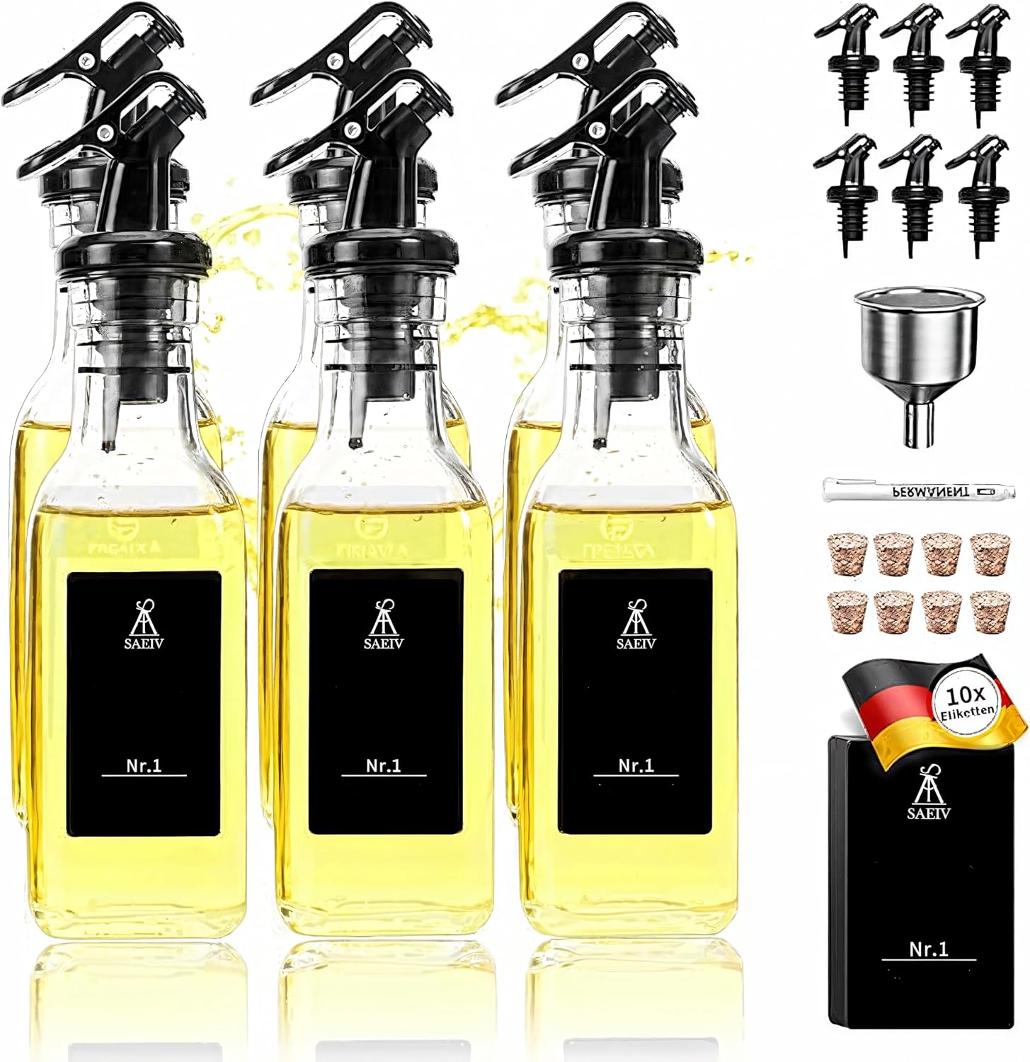 Detalle 2 de SAEIV Ölflasche aus Glas 12er Set 160 ml