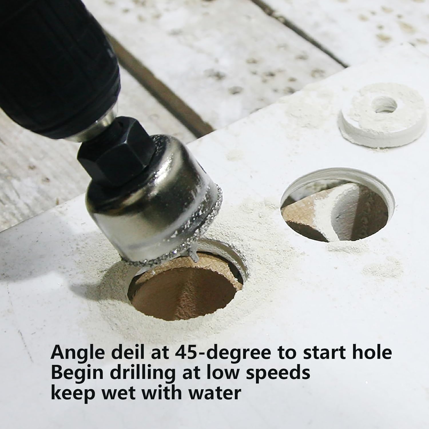 Detalle de NORTOOLS Diamond Hole Saw Set – 9pcs Carbide Grit Edged Holesaws for Tile, Stone & Ceramic Drilling