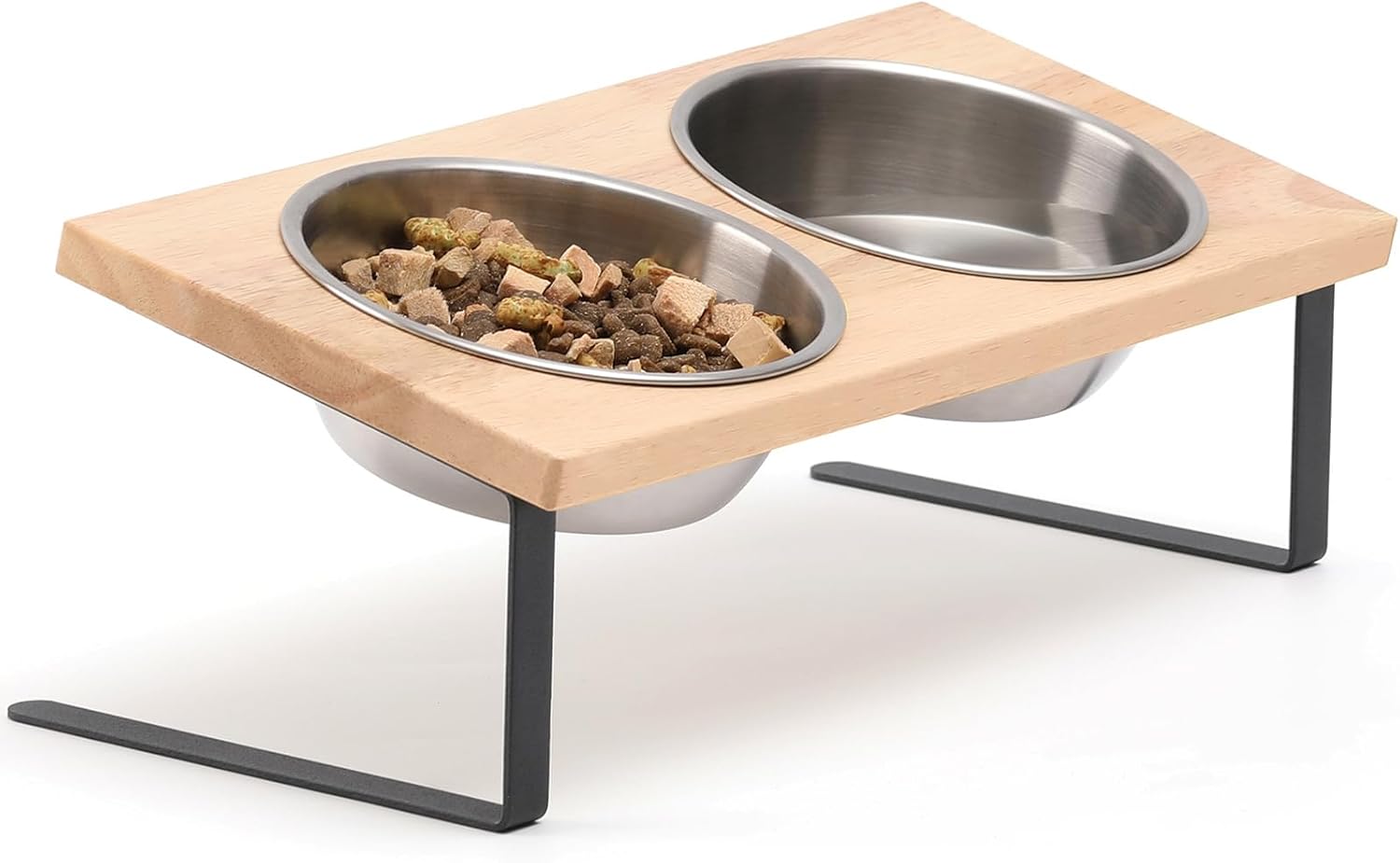 Detalle de Elevated Cat Bowls 15° Tilted Raised Stainless Steel Bowl Stand Set for Small Dogs & Cats
