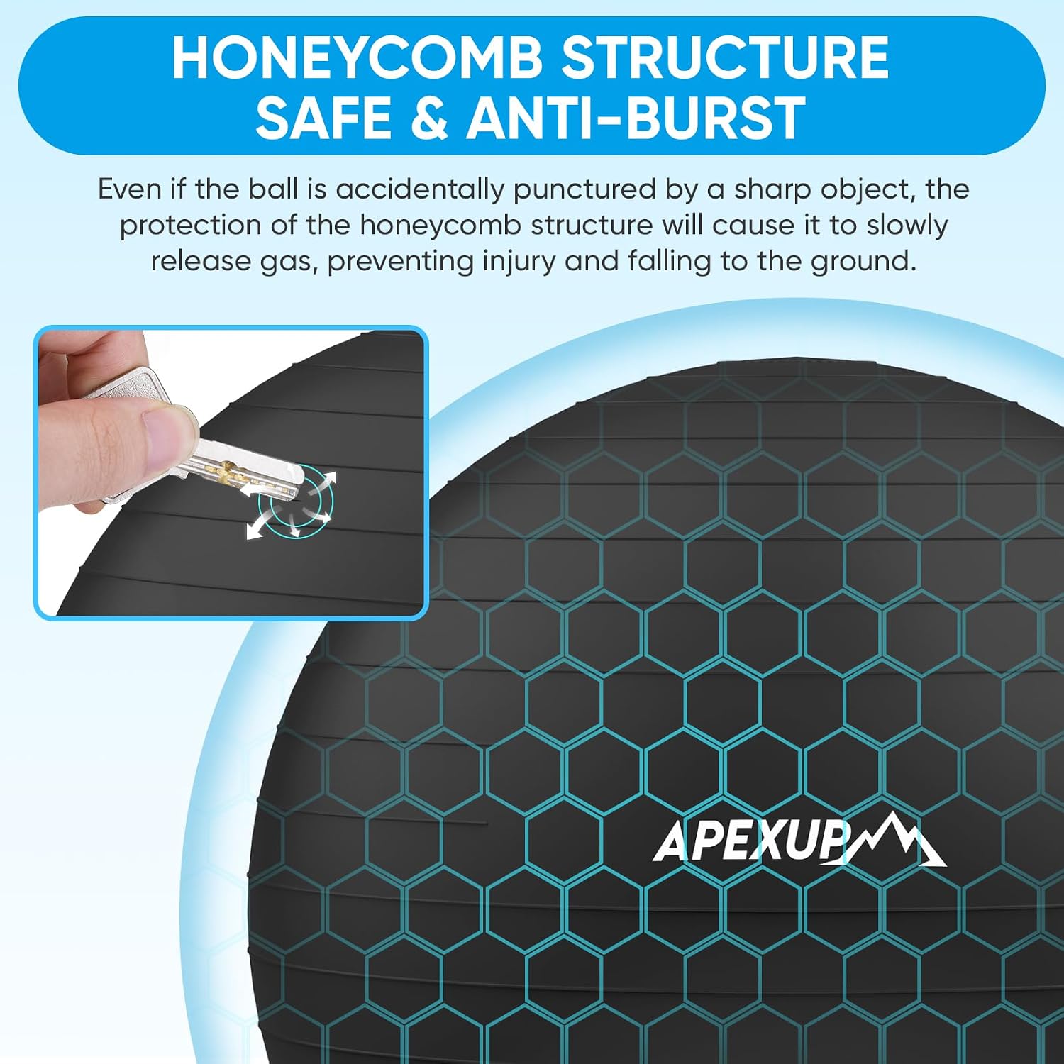 Thumbnail 3 de APEXUP APEXUP-306-CA Yoga Ball, 660 lb Anti-Burst PVC with Pump