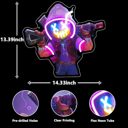 Detalle de Joker Enseigne Lumineuse LED Neon – Clown Anime Gamer Murale USB par YuoGdhSIa