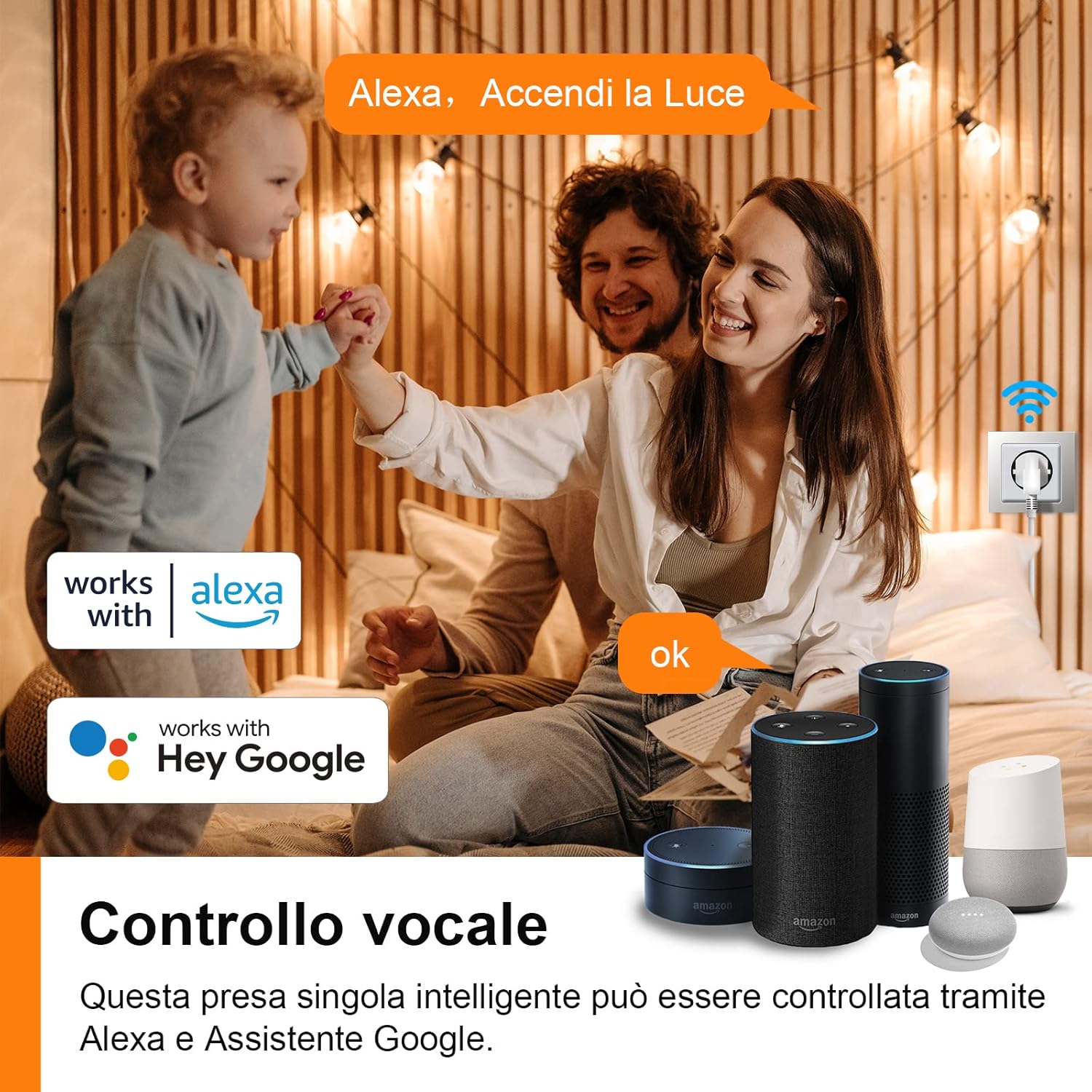 Detalle de Presa WiFi Italiana Type L per monitoraggio energetico Smart Plug, con timer e protezione (2 pezzi) compatibile Alexa & Google Home