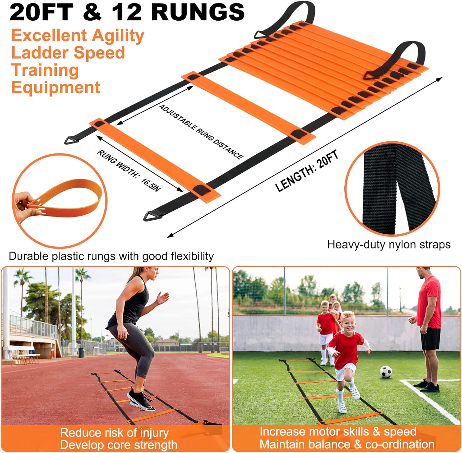 Thumbnail 5 de ECHOSAMEN Kids Soccer Goals for Backyard (2 x 6x4 ft) with Training Gear