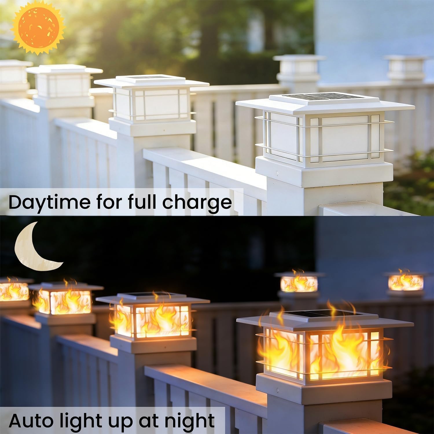 Thumbnail 6 de Dynaming 6 Pack Solar Post Cap Lights: Flickering Flame, White Shell, for 4x4 to 5x5 Posts
