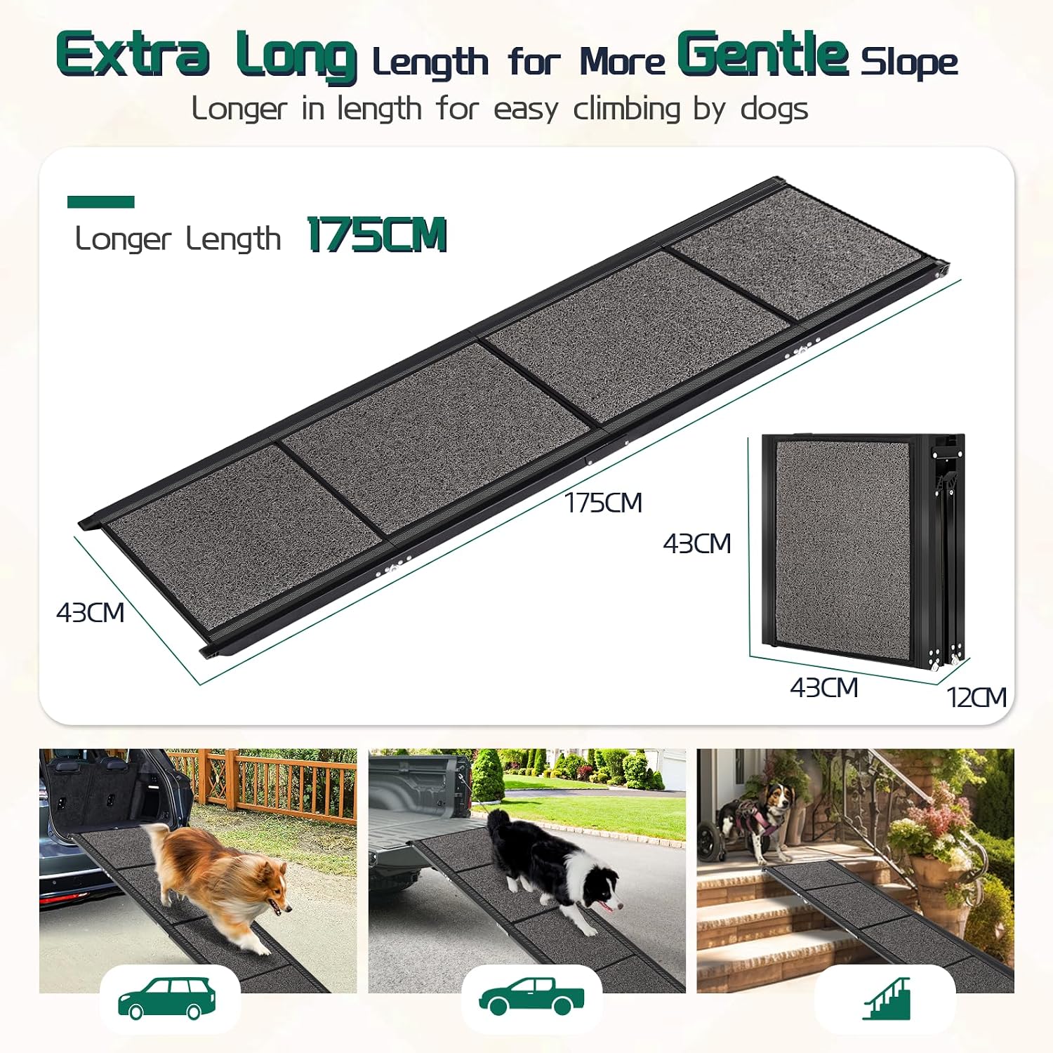 Thumbnail 6 de Longest 180cm & Widest 50cm Folding Dog Car Ramp for Large Dogs