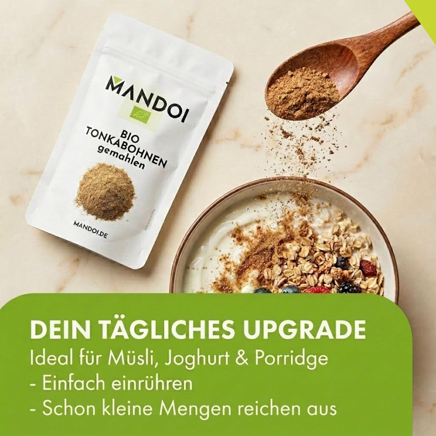 Thumbnail 2 de Mandoi BIO Tonkabohne gemahlen 25 g – feinstes Pulver aus Brasilien für Backen und Verfeinern