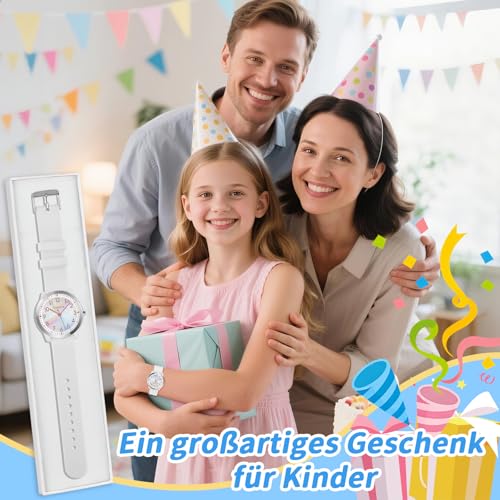 Thumbnail 7 de SOCICO Kinderuhr Analog Rainbow Weiß – Wasserdicht bis 50 m, Quarz, leicht ablesbar