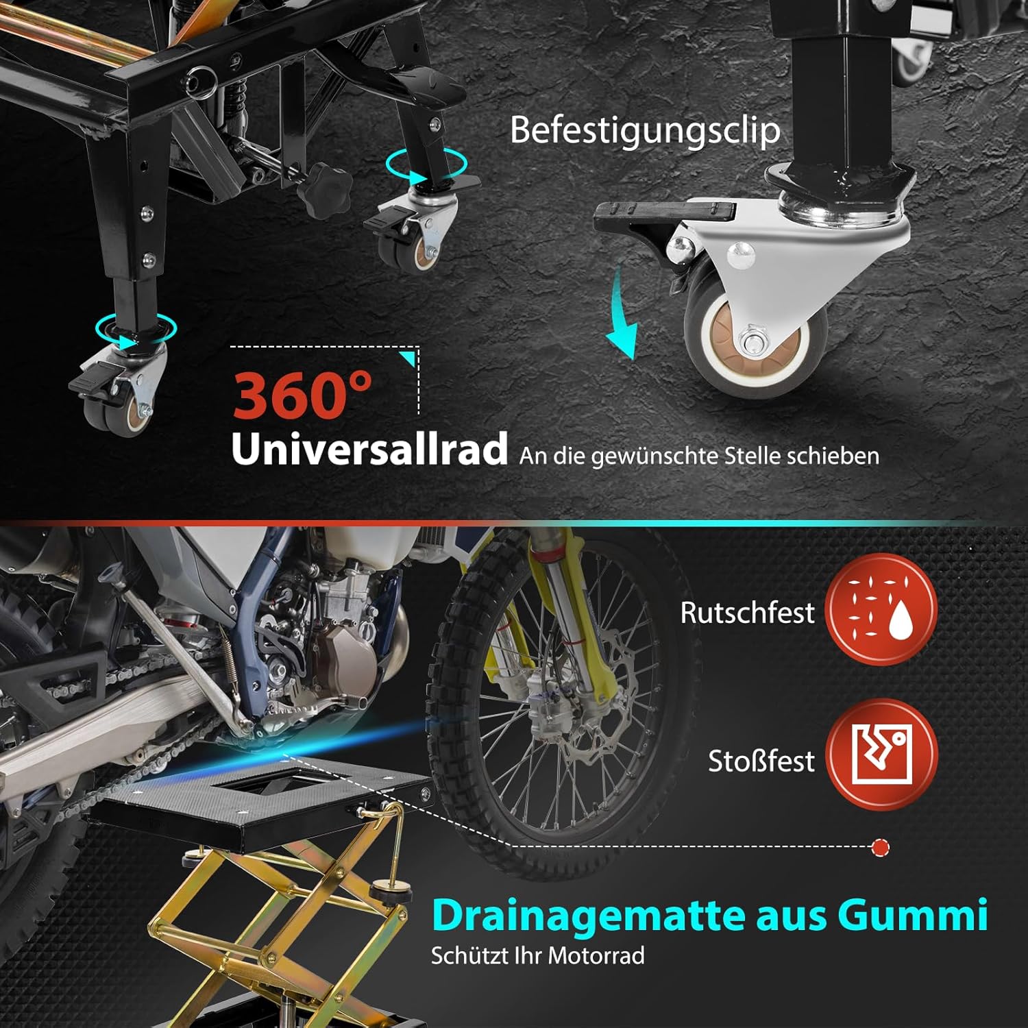 Thumbnail 3 de VIVOHOME Hydraulischer Motorrad-Wagenheber – kompakt, tragbar und sicher bis 160 kg