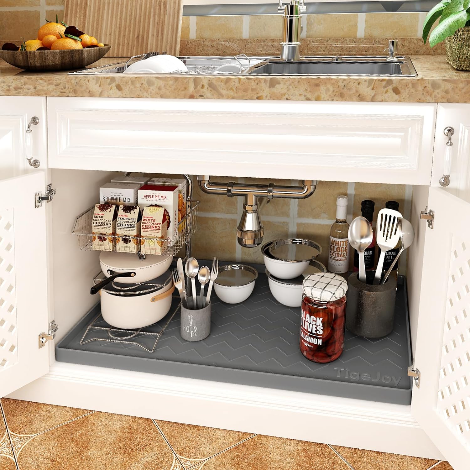 Detalle 2 de TigeJoy 34" x 22" Under Sink Mat Waterproof Protector