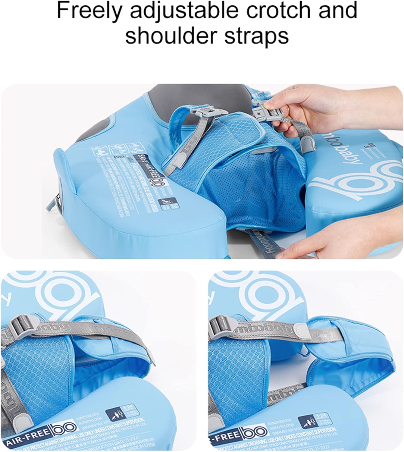 Thumbnail 5 de Luckclubtojoy Mambobaby Floats with Canopy & Tail (Non-Inflatable Baby Float) — Narwhal-Blue