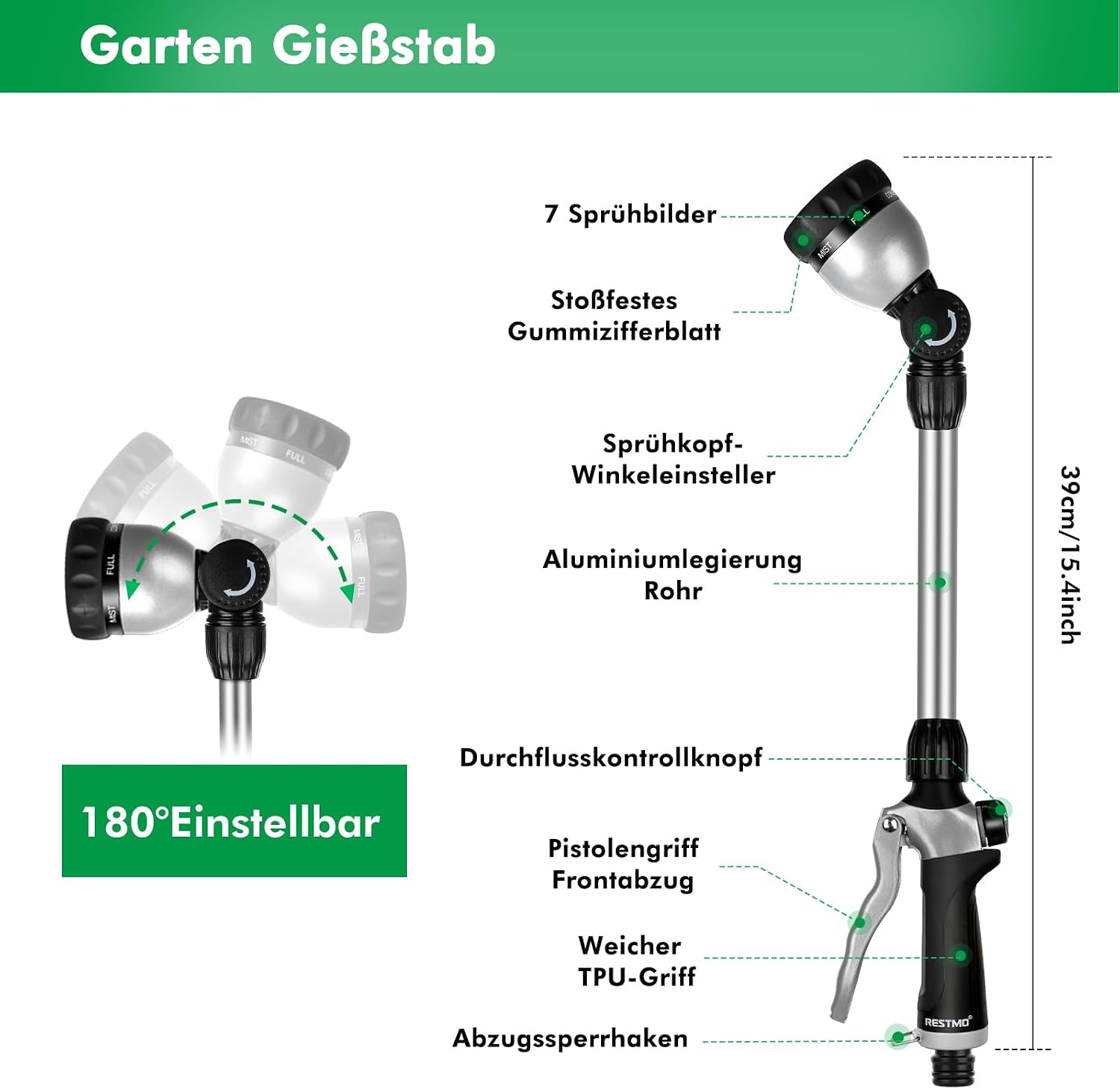 Thumbnail 1 de RESTMO Garten Gießstab 42 cm mit 7 Mustern
