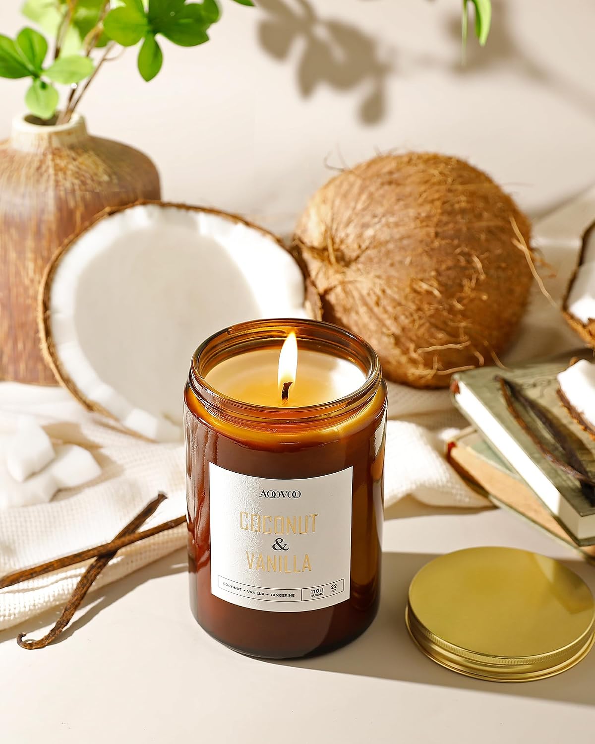 Detalle 2 de AOOVOO Vanilla Coconut Candle - 22oz Large Soy Aromatherapy Candle