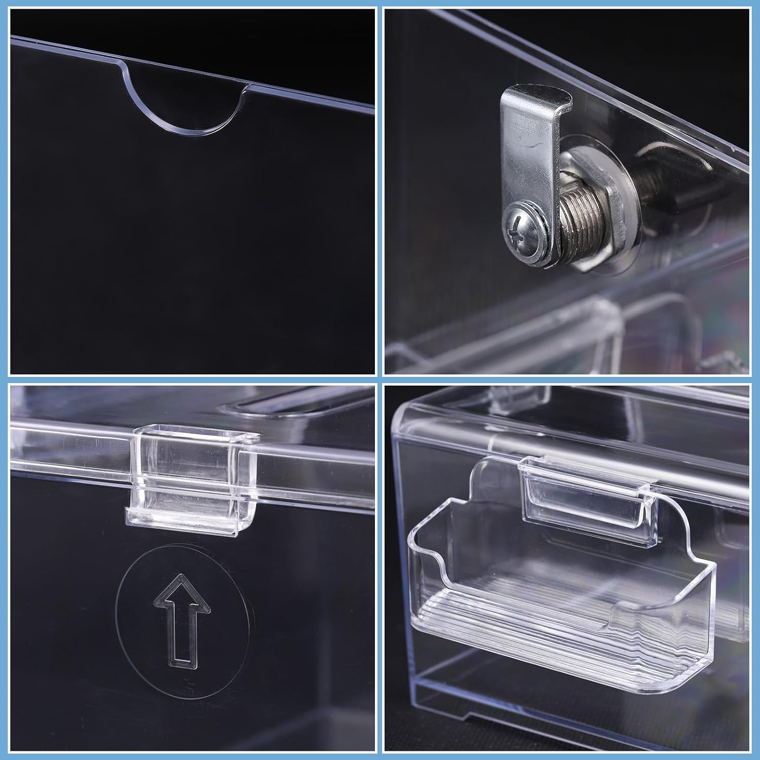 Thumbnail 4 de Transparente Acryl-Spendenbox: Wahlurne, Meinungsbox und Trinkgeldbox mit Schloss und Schildhalterung
