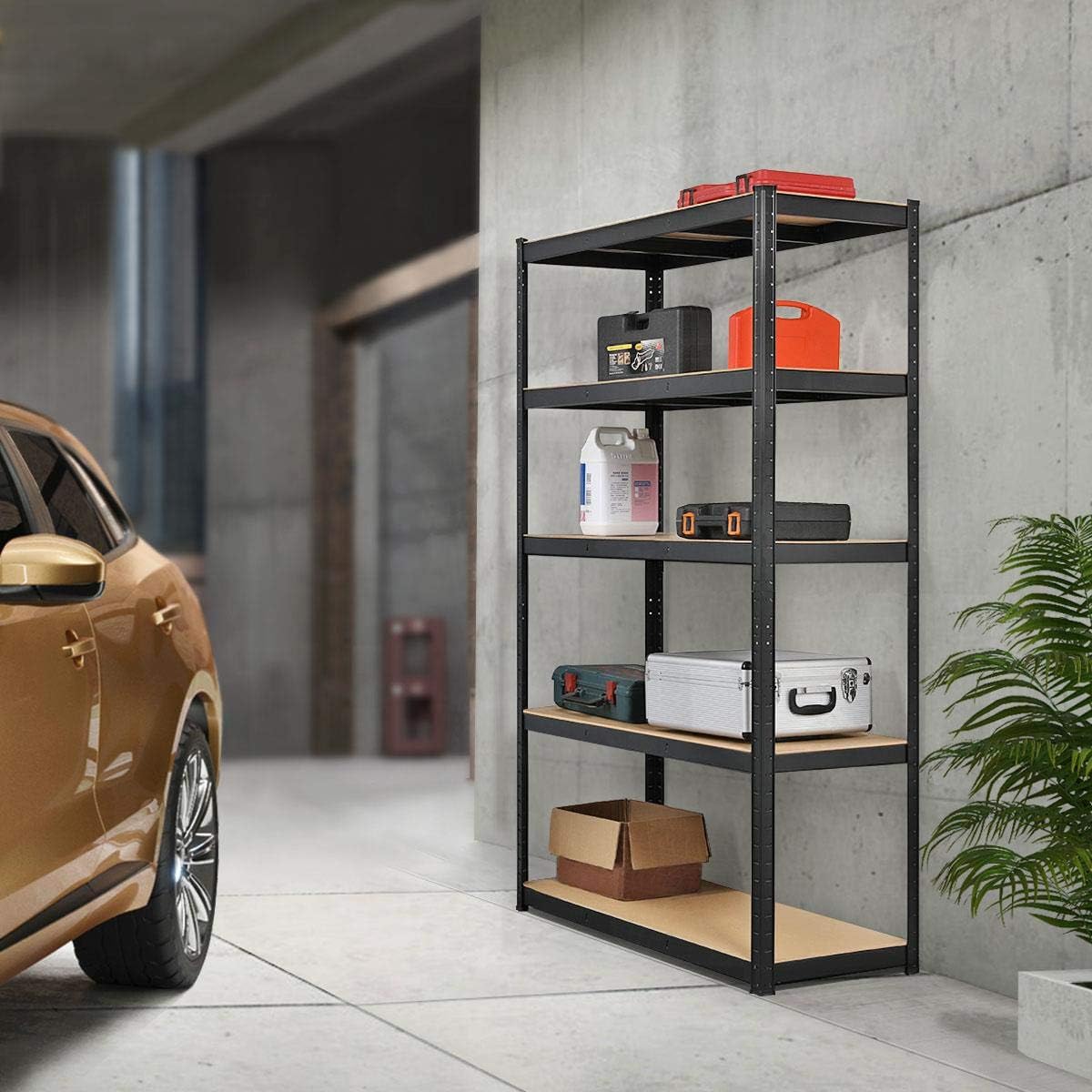 Thumbnail 6 de Yaheetech Garage Shelving Unit 180cm x 120cm x 45cm, 5-Tier Heavy Duty Storage Rack (Black)
